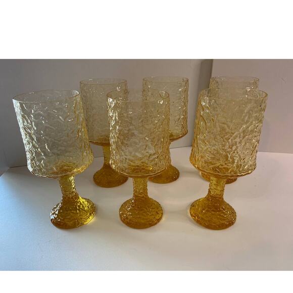 Vintage Lenox Impromptu Yellow water glasses Stemware set of 6 - Picture 2 of 6